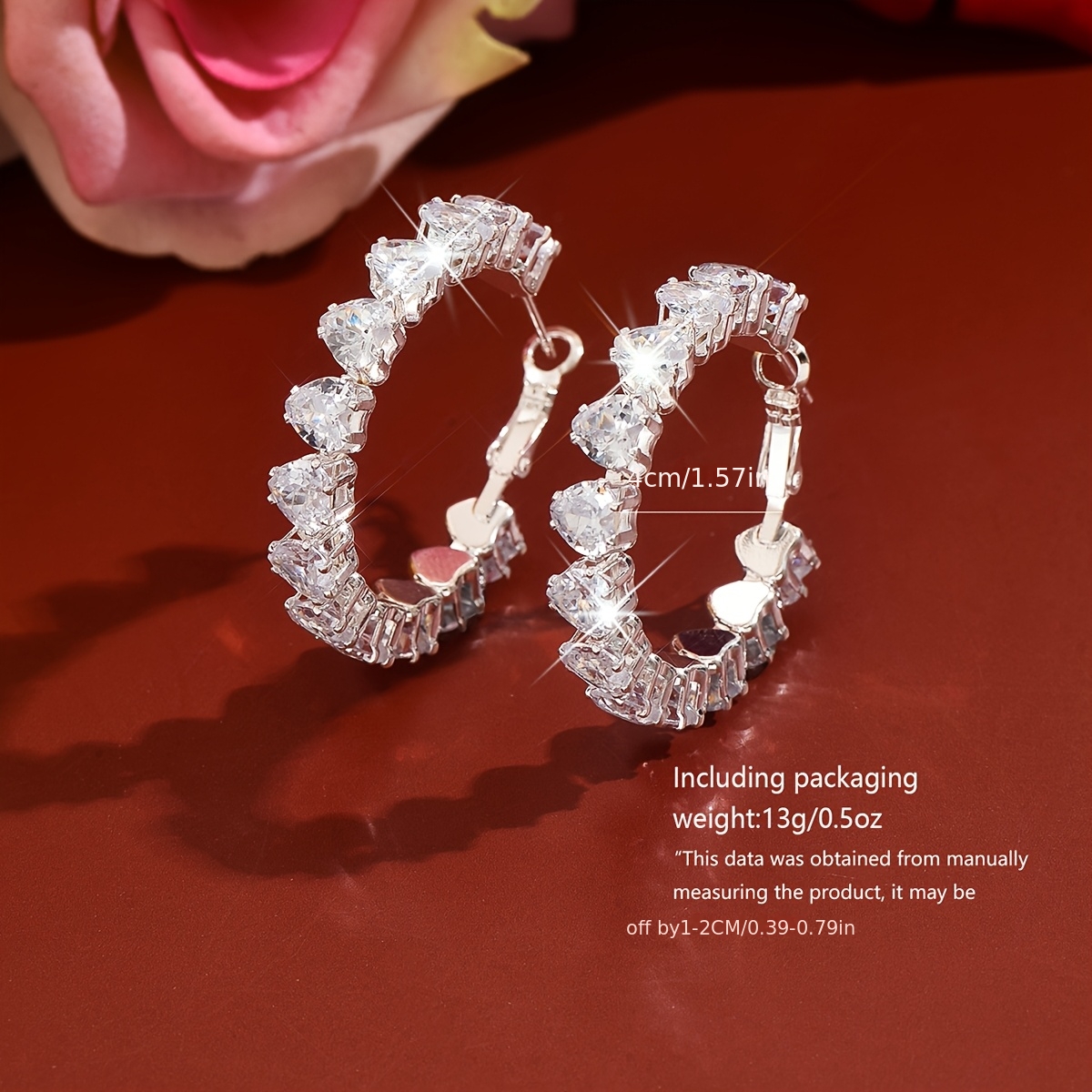Women's Multi-Colour Heart Full Hoop Earrings, Light Luxury Design